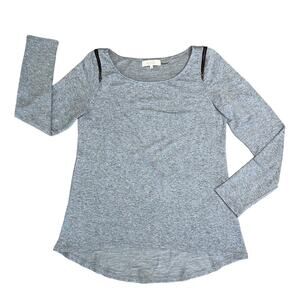 ANGL Gray Zipper Detail High Low Long Sleeve Blouse Women’s Size Medium